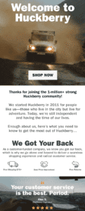 Huckberry - Welcome email - Mailotrix