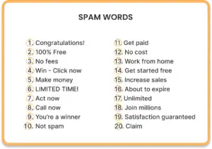 Spam words List