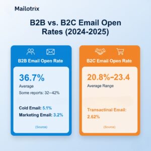 B2B vs B2C Email open rate