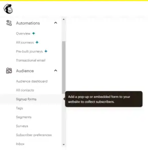 mailchimp signup forms diffrent editor