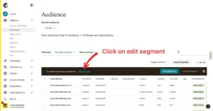Mailchimp's audience button