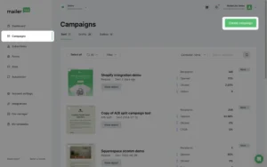 Mailerlite Create button